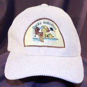 Ducks Unlimited Tan Corduroy Adjustable Slide Back Embroidered Patch Hat